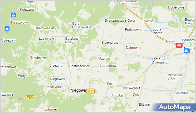 mapa Mzurów, Mzurów na mapie Targeo