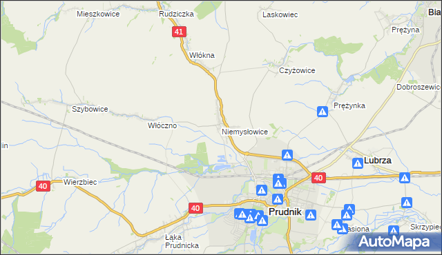 mapa Niemysłowice, Niemysłowice na mapie Targeo