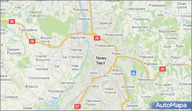 mapa Nowego Sącza, Nowy Sącz na mapie Targeo