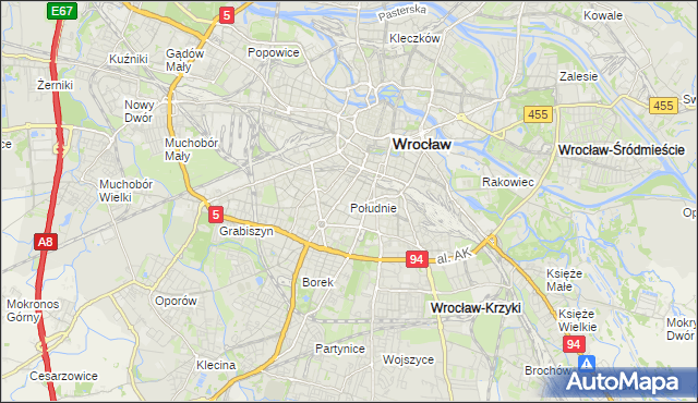 mapa Południe, Południe na mapie Targeo