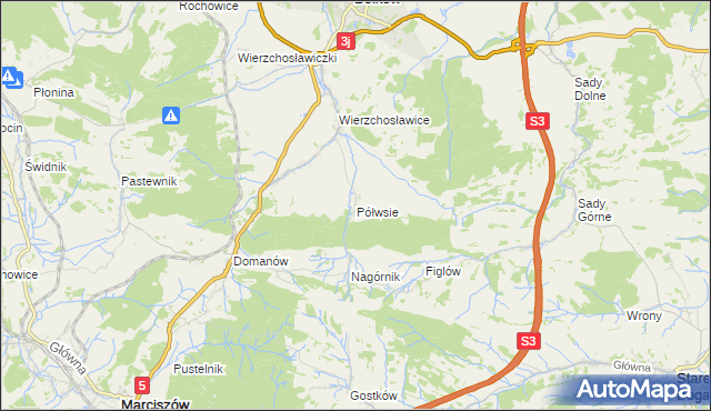 mapa Półwsie, Półwsie na mapie Targeo