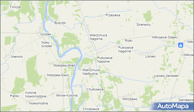 mapa Putkowice Nadolne, Putkowice Nadolne na mapie Targeo