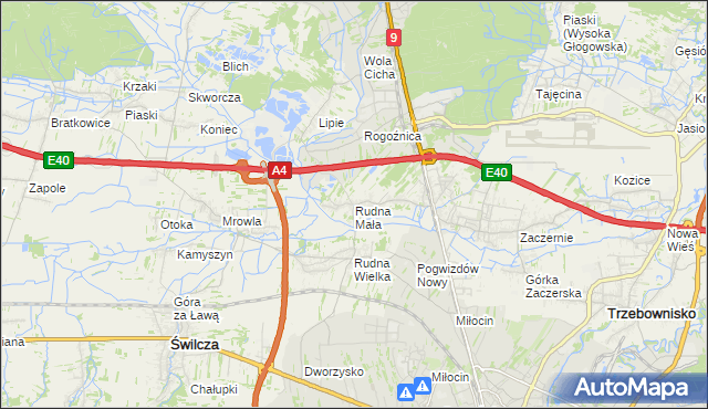 mapa Rudna Mała gmina Głogów Małopolski, Rudna Mała gmina Głogów Małopolski na mapie Targeo