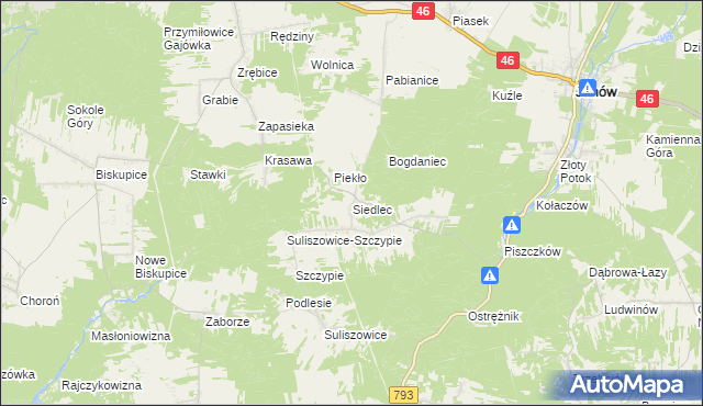 mapa Siedlec gmina Janów, Siedlec gmina Janów na mapie Targeo