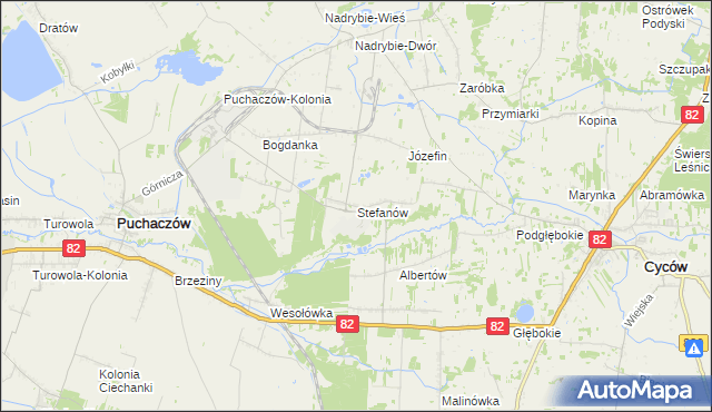 mapa Stefanów gmina Cyców, Stefanów gmina Cyców na mapie Targeo