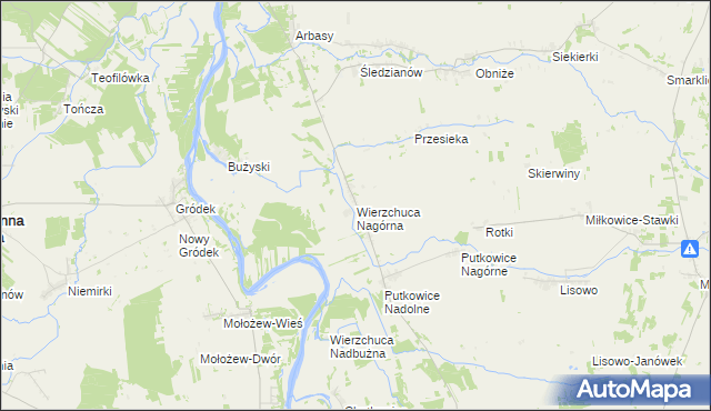 mapa Wierzchuca Nagórna, Wierzchuca Nagórna na mapie Targeo