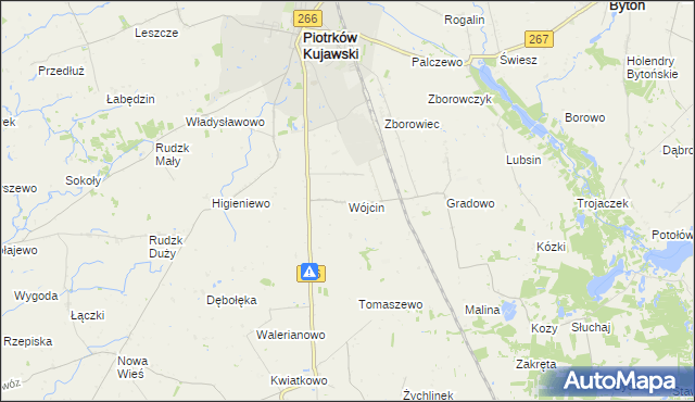 mapa Wójcin gmina Piotrków Kujawski, Wójcin gmina Piotrków Kujawski na mapie Targeo