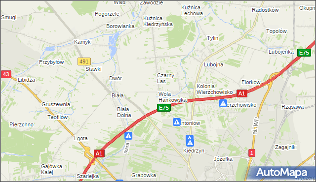 mapa Wola Hankowska, Wola Hankowska na mapie Targeo