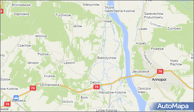 mapa Biedrzychów gmina Ożarów, Biedrzychów gmina Ożarów na mapie Targeo