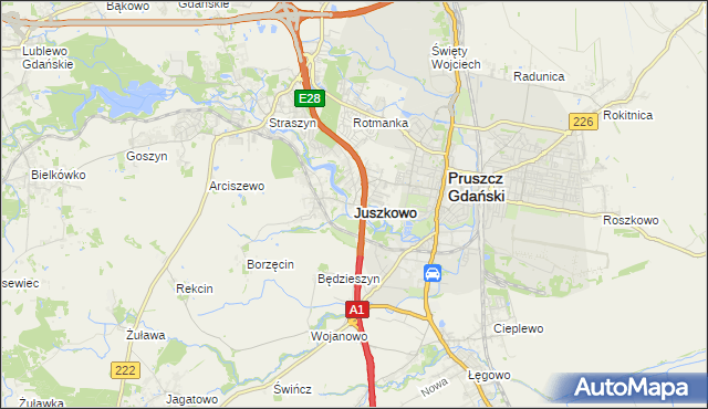mapa Juszkowo, Juszkowo na mapie Targeo