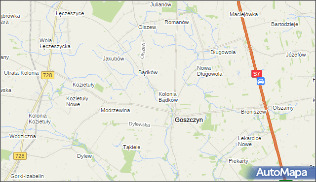 mapa Kolonia Bądków, Kolonia Bądków na mapie Targeo