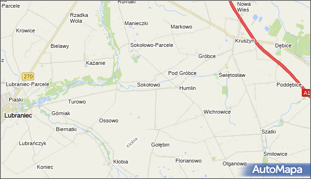 mapa Koszanowo gmina Włocławek, Koszanowo gmina Włocławek na mapie Targeo