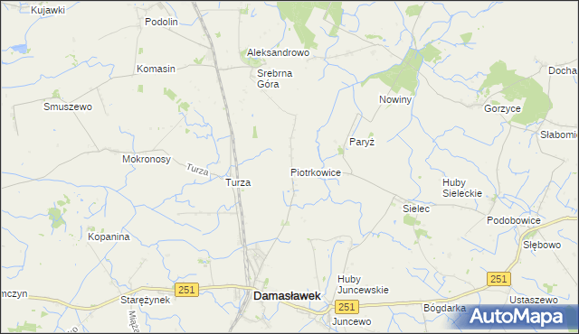 mapa Piotrkowice gmina Damasławek, Piotrkowice gmina Damasławek na mapie Targeo