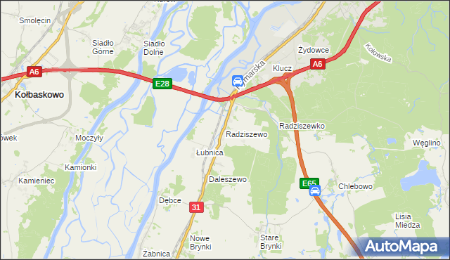 mapa Radziszewo gmina Gryfino, Radziszewo gmina Gryfino na mapie Targeo