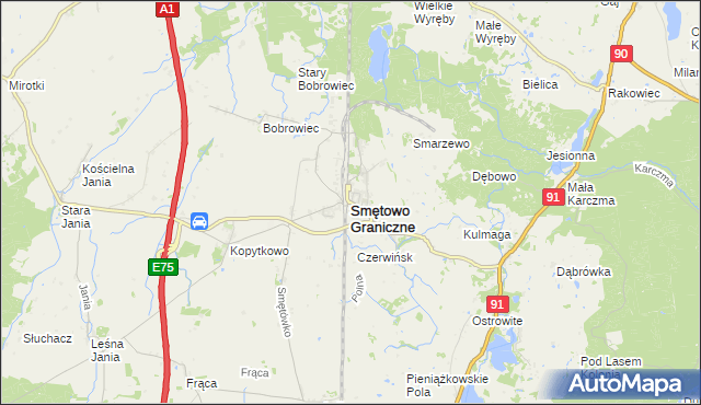 mapa Smętowo Graniczne, Smętowo Graniczne na mapie Targeo