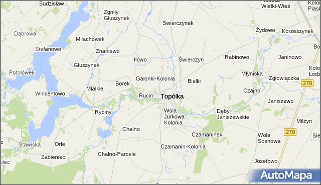 mapa Topólka powiat radziejowski, Topólka powiat radziejowski na mapie Targeo