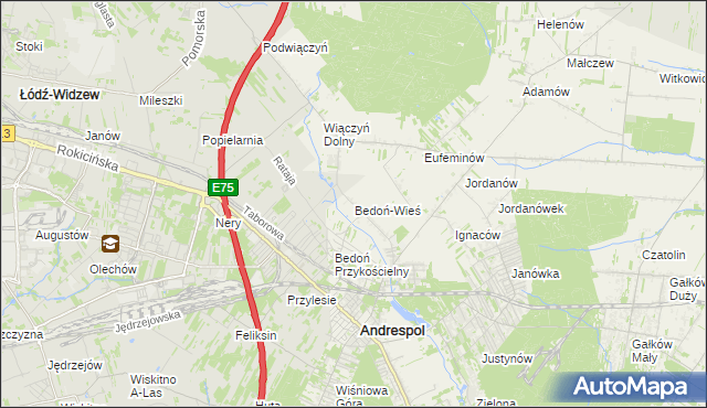 mapa Bedoń-Wieś, Bedoń-Wieś na mapie Targeo