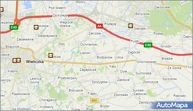 mapa Bodzanów gmina Biskupice, Bodzanów gmina Biskupice na mapie Targeo