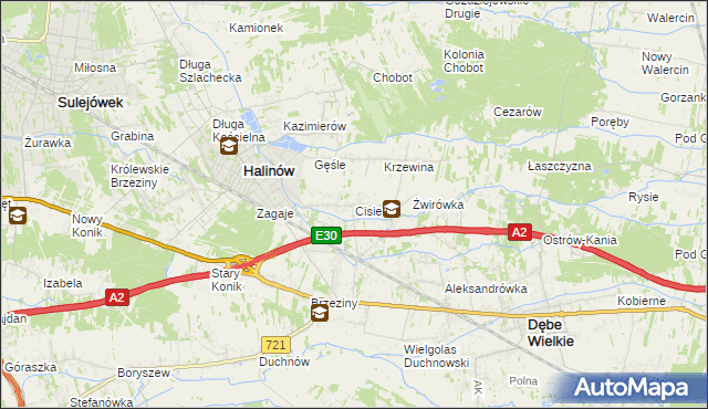 mapa Cisie gmina Halinów, Cisie gmina Halinów na mapie Targeo