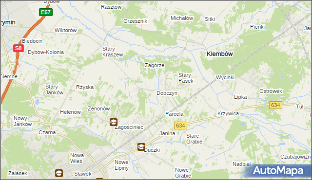 mapa Dobczyn gmina Klembów, Dobczyn gmina Klembów na mapie Targeo