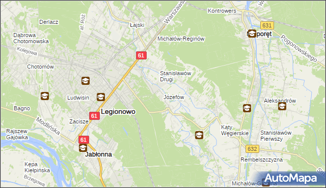 mapa Józefów gmina Nieporęt, Józefów gmina Nieporęt na mapie Targeo