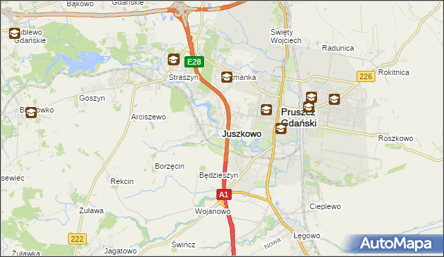 mapa Juszkowo, Juszkowo na mapie Targeo