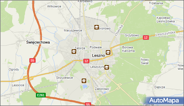 mapa Leszno, Leszno na mapie Targeo