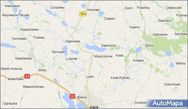 mapa Moszczonne, Moszczonne na mapie Targeo