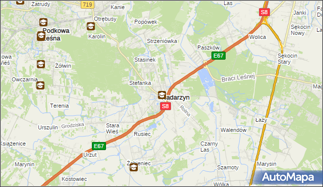 mapa Nadarzyn powiat pruszkowski, Nadarzyn powiat pruszkowski na mapie Targeo