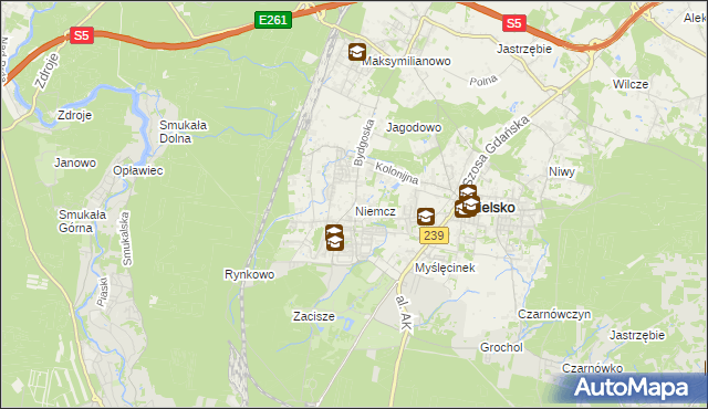 mapa Niemcz, Niemcz na mapie Targeo