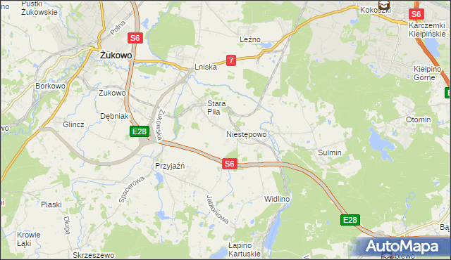 mapa Niestępowo, Niestępowo na mapie Targeo