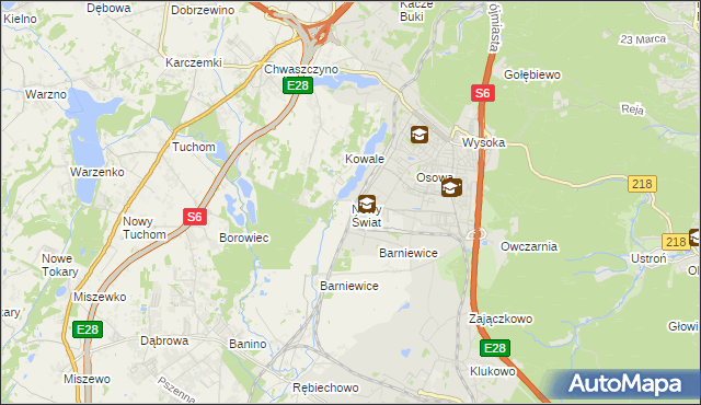 mapa Nowy Świat gmina Żukowo, Nowy Świat gmina Żukowo na mapie Targeo