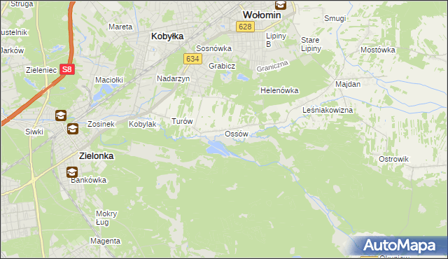 mapa Ossów, Ossów na mapie Targeo