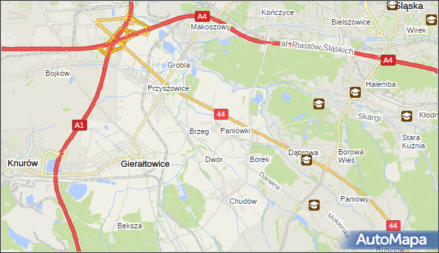 mapa Paniówki, Paniówki na mapie Targeo