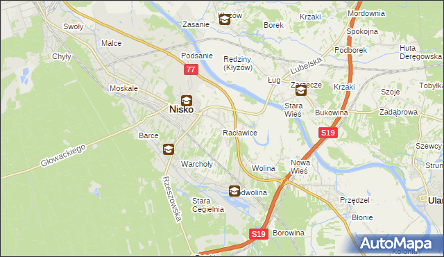 mapa Racławice gmina Nisko, Racławice gmina Nisko na mapie Targeo