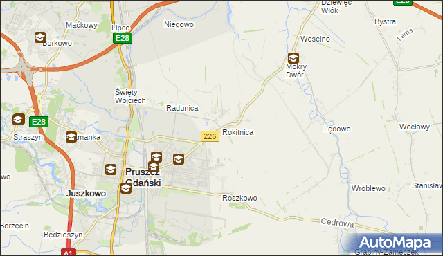 mapa Rokitnica gmina Pruszcz Gdański, Rokitnica gmina Pruszcz Gdański na mapie Targeo