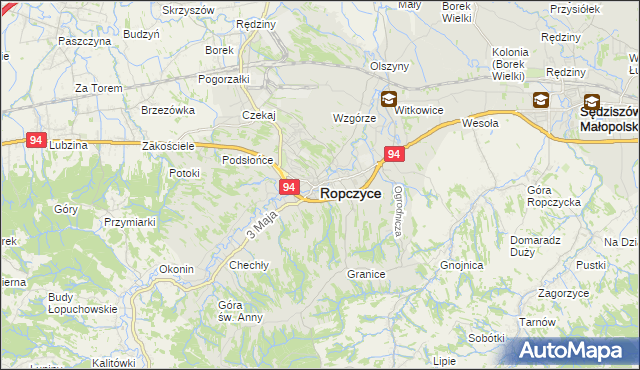 mapa Ropczyce, Ropczyce na mapie Targeo