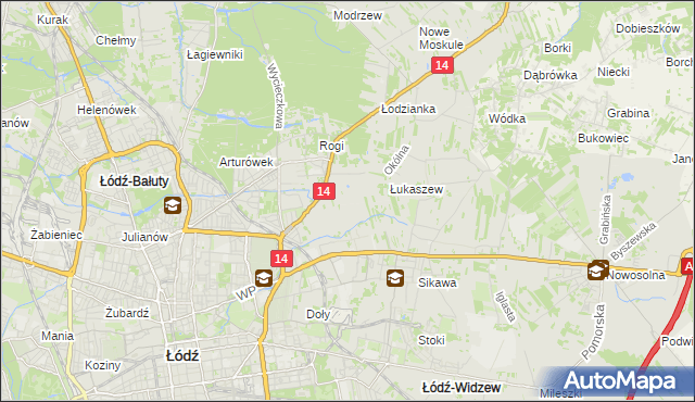 mapa Różki gmina Łódź, Różki gmina Łódź na mapie Targeo