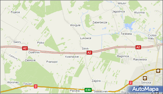 mapa Sitnik gmina Biała Podlaska, Sitnik gmina Biała Podlaska na mapie Targeo