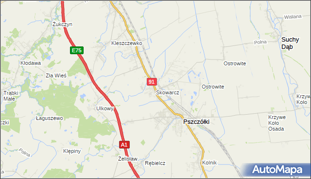 mapa Skowarcz, Skowarcz na mapie Targeo