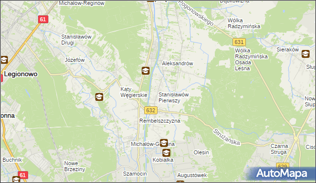 mapa Stanisławów Pierwszy gmina Nieporęt, Stanisławów Pierwszy gmina Nieporęt na mapie Targeo