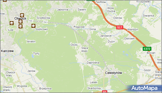 mapa Stara Wieś gmina Celestynów, Stara Wieś gmina Celestynów na mapie Targeo
