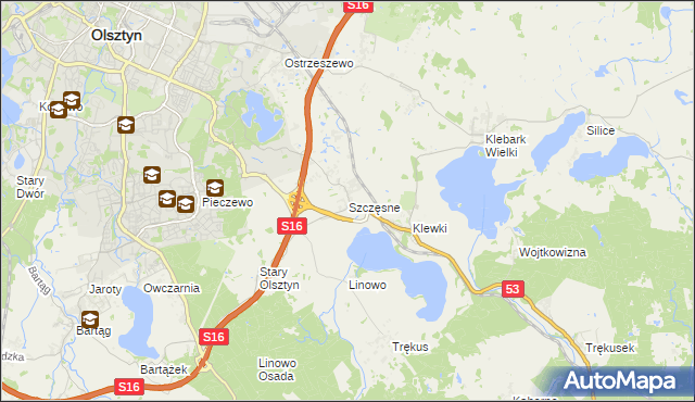 mapa Szczęsne gmina Purda, Szczęsne gmina Purda na mapie Targeo