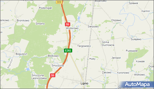 mapa Targowisko gmina Lipno, Targowisko gmina Lipno na mapie Targeo