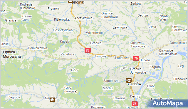 mapa Tymowa gmina Czchów, Tymowa gmina Czchów na mapie Targeo