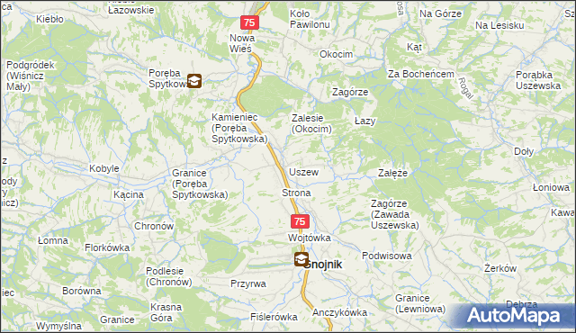 mapa Uszew, Uszew na mapie Targeo