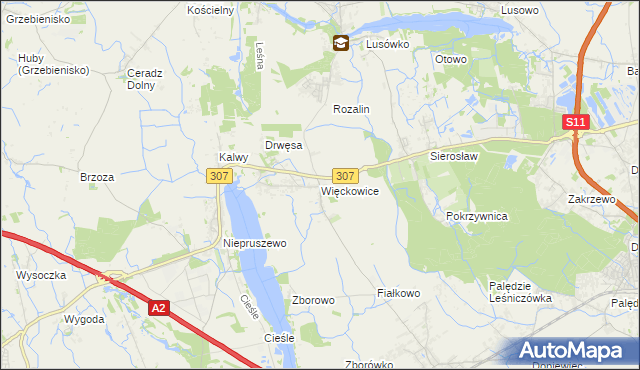 mapa Więckowice gmina Dopiewo, Więckowice gmina Dopiewo na mapie Targeo