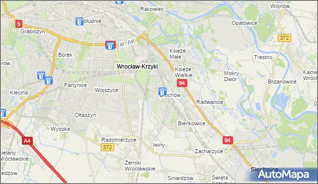 mapa Brochów gmina Wrocław, Brochów gmina Wrocław na mapie Targeo