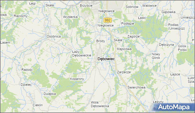 mapa Dębowiec powiat jasielski, Dębowiec powiat jasielski na mapie Targeo