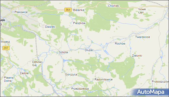 mapa Dłużec gmina Lwówek Śląski, Dłużec gmina Lwówek Śląski na mapie Targeo